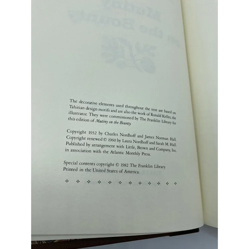 Nordhoff and Hall Mutiny on the Bounty 1982 Franklin Library Worlds Great Books